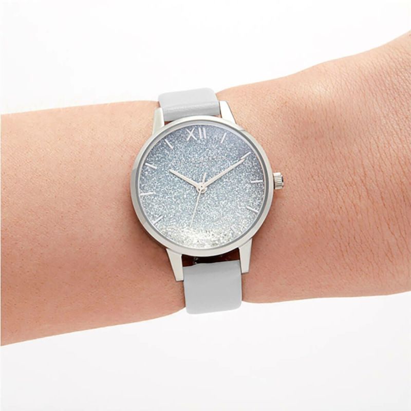 オリビアバートン OLIVIA BURTON アンダーザシー ウィッシング ウェイブ グリッター ダイヤル エコ ライト グレー ＆ シルバー 腕時計