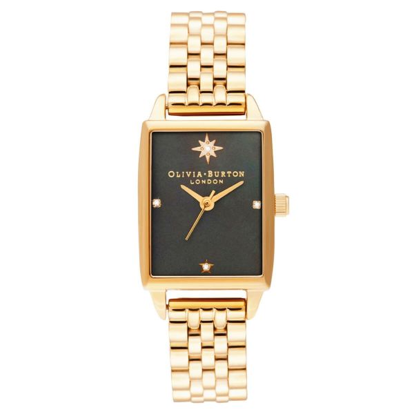 オリビアバートン OLIVIA BURTON [先行直営店発売]ブラック マザー オブ パールダイアル ＆ ゴールド ブレスレット 腕時計